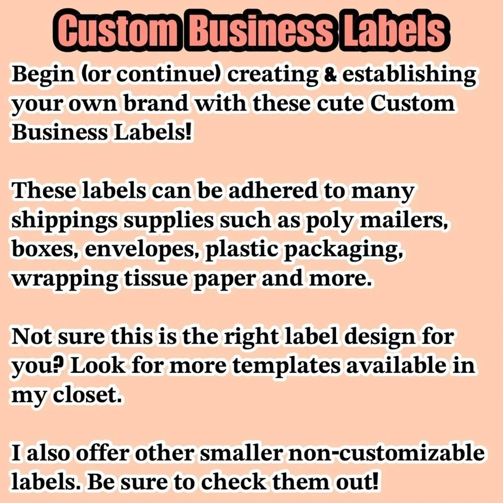 Custom Business Labels | 50 PCS | Custom Message & Business Name | Stickers